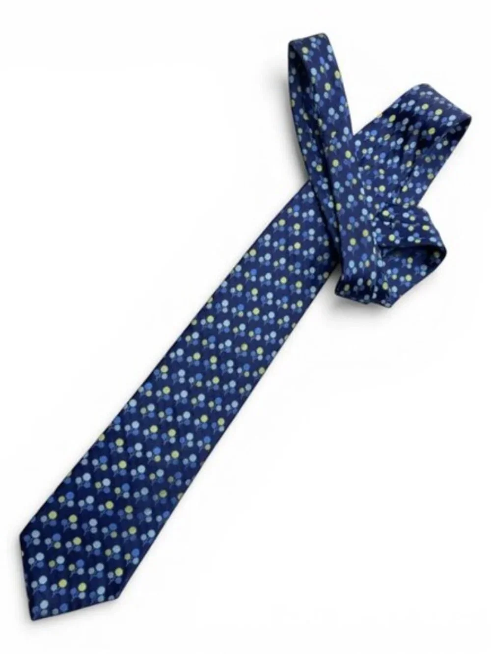 Ted Baker London Textured Blue Floral Berry Pattern Silk Tie Geometric
